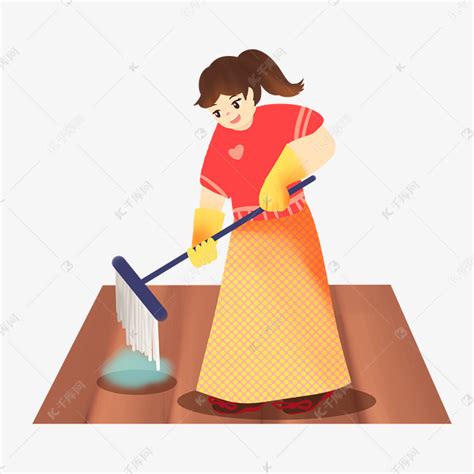 新年女士打扫房子收拾卫生春节大扫除素材图片免费下载-千库网