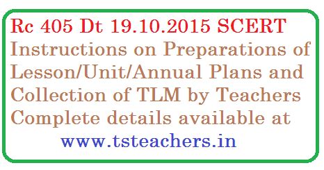 Rc 405 Certain Instructions By SCERT to Teachers on Writing Lesson/Unit ...