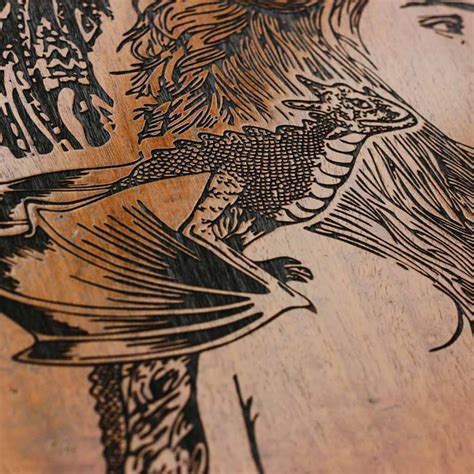 Game of Thrones Carved Wooden Poster| Dragon Queen Khaleesi Wood Decor ...