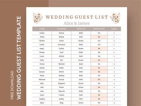 32+ Free Microsoft Word Wedding Guest List Template Docx