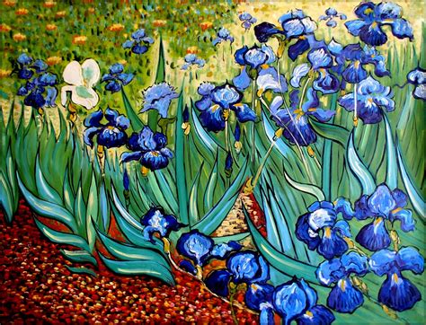 Van Gogh Irises in the Garden Repro, Hand Painted Oil Painting, 36x48in ...