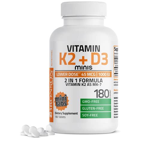 Vitamin K2 (MK7) 45mcg with Vitamin D3 1000 IU – Bronson Vitamins | Quality Vitamins and ...