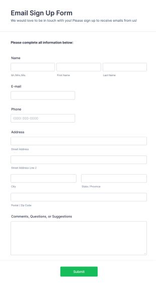 Image result for Email Sign Up Form