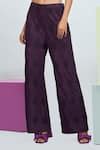 Buy Purple Lace Sweetheart Neck Solid Corset And Straight Pant Set For ...