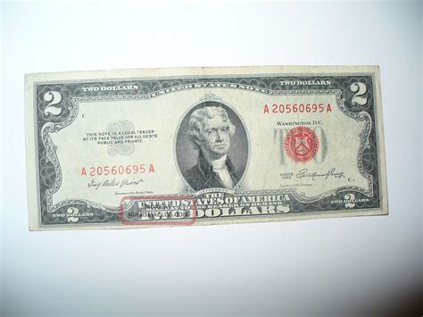 1953, Two Dollar Bill, Red Seal, (0695) Note