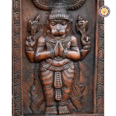 Vertical Wooden Wall Panel – Hanuman Carving | PrettyHomesIndia ...