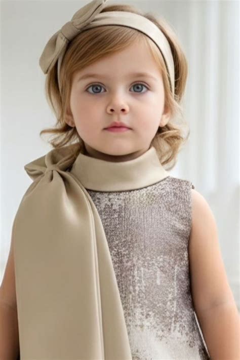 Girls Champagne Gold Shimmer Party Wear Frock with Statement Bow Detai ...