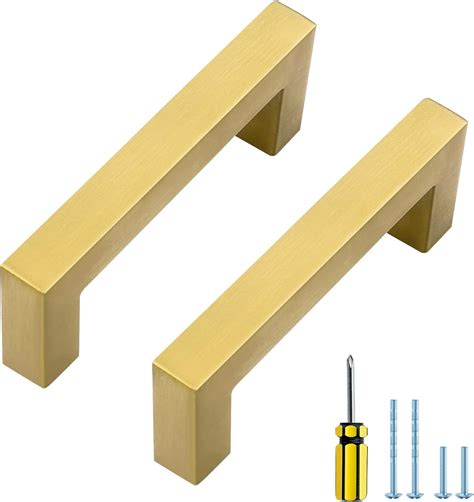 Buy Ravinte 10 Pack Gold Cabinet Pulls 3 Inch Brusehed Brass Kitchen ...