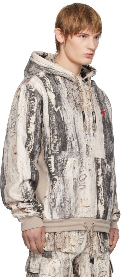 RCOS Off-White & Taupe Stack Logo Embroidered Hoodie RCOS