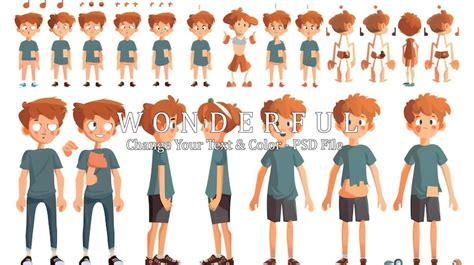 Premium PSD | Character Design Sheet for Cartoon Boy