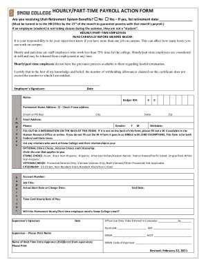 Fillable Online HOURLY/PART-TIME PAYROLL ACTION FORM Fax Email Print ...