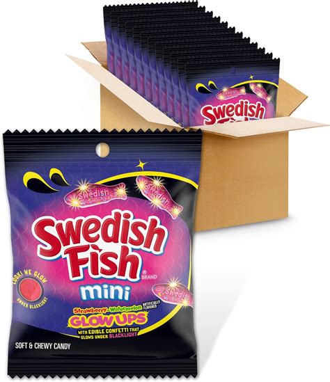 Amazon.com : SWEDISH FISH Mini Glow Ups Strawberry-Watermelon Soft ...