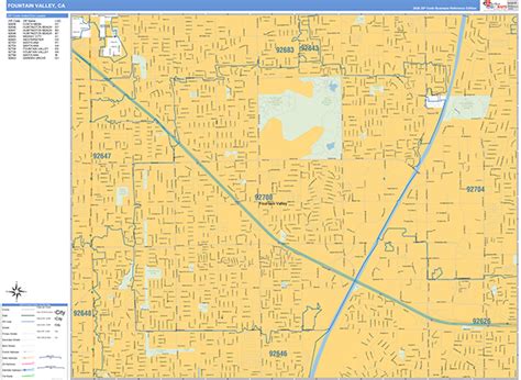 Fountain Valley California Zip Code Wall Map (Basic Style) by ...