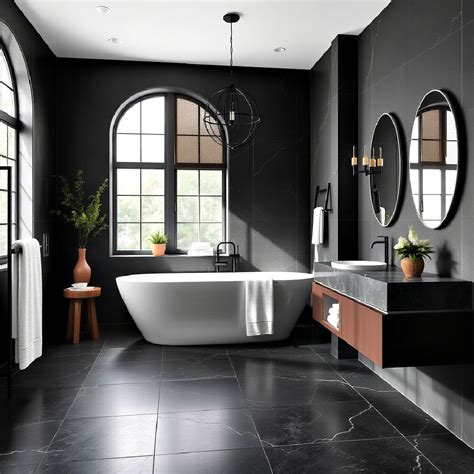 30 Black Floor Bathroom Ideas for A Modern Makeover