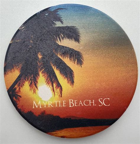 Sunset Myrtle Beach Car Coaster | Gay Dolphin Gift Cove