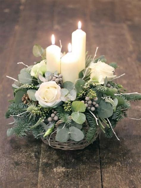 Candle Flower Arrangements, Christmas Flower Arrangements, Christmas ...