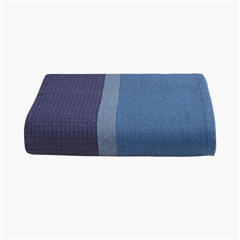 Buy PORTICO Pestemal Blue Textured Cotton Bath Towel - 75x150cm from ...
