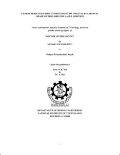 Characterisation driven processing of Indian sub-marginal grade of iron ...