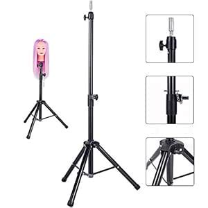 Wig Stand Tripod Adjustable Hair Mannequin Head Stand with Metal Fixing ...