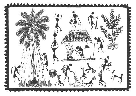 Warli Painting Black And White