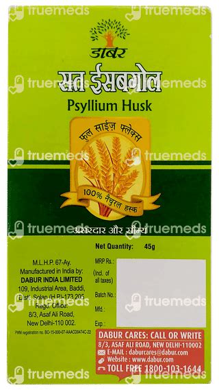 Dabur Sat Isabgol 45 Gm - Uses, Side Effects, Dosage, Price | Truemeds