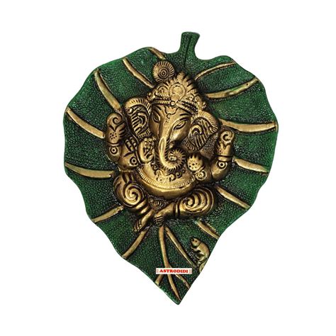 Buy Astrodidi Patta Ganesh Lord Ganesha On Green Leaf Wall Hanging ...