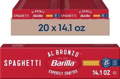 Amazon.com : Barilla Al Bronzo Spaghetti Pasta 14.1 oz. (Pack of 20 ...
