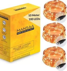 Copper String LED light 10 MTR 100 LED USB Operated Decorative Lights ...