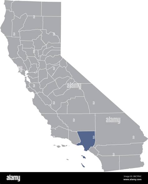 The administrative map of California with the highlighted Los Angeles County Stock Vector Image ...