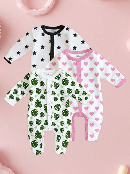 Organic Cotton Baby Rompers – Set of 3 – Kidbea