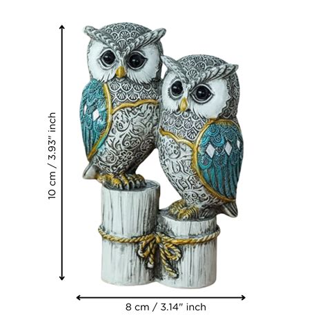 Resin Blue Owl Couple Showpiece for Home Decor – eCraftIndia