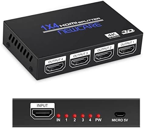 Hdmi Splitter 1x4, NEWCARE HDMI Splitter 1 in 4 out, HDMI Splitter ...