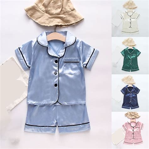 Miluxas Kids Pajamas Toddler Baby Girl Solid Color Sleep Shirts + Sleep ...