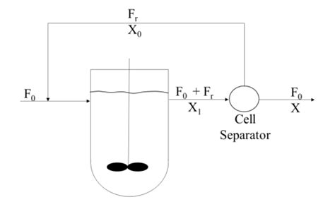The following schematic diagram shows a chemostat