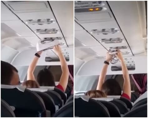 Woman spotted drying underwear in packed jet by waving it close to the ...