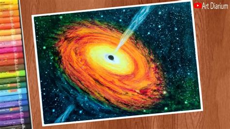 Black Hole Quasar aesthetic drawing / Oil Pastel painting for beginners ...