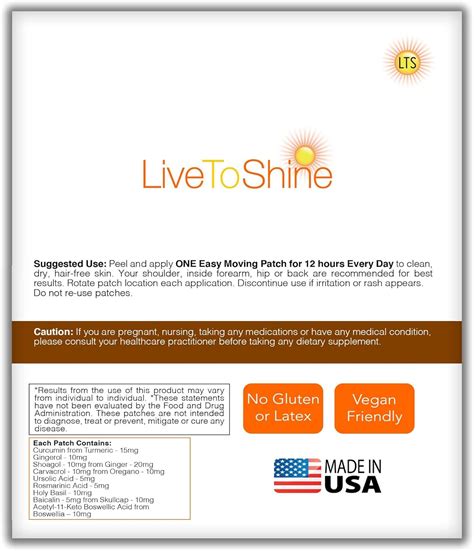Live To Shine Turmeric Curcumin Topical Patches - 30 Days Supply India ...