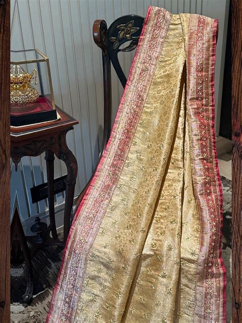 Golden and Red Banarasi Silk Saree – Chhabra 555