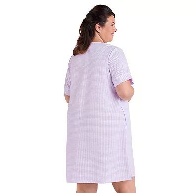 Plus Size Miss Elaine Essentials Seersucker Short Snap Robe