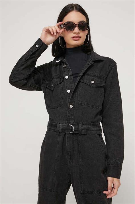 Abercrombie & Fitch kombinezon jeansowy kolor czarny | Answear.com