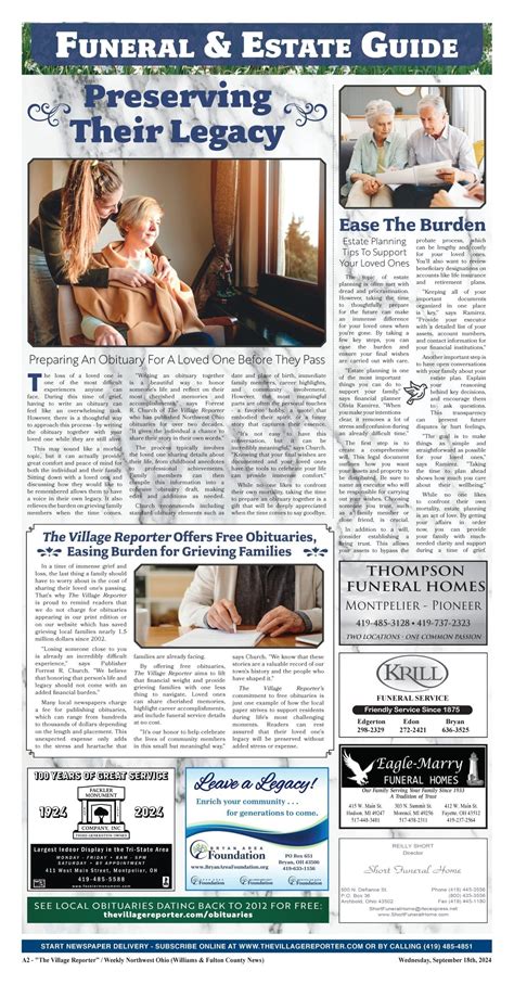 Local Funeral & Estate Guide - The Village Reporter