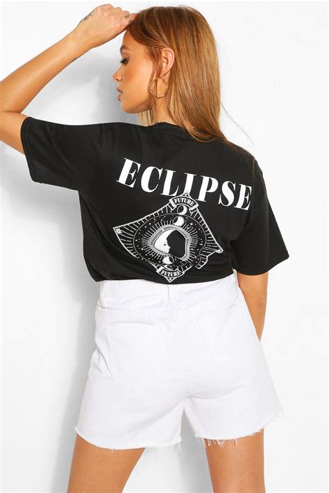 Black Eclipse Back Print T-Shirt | boohoo UK
