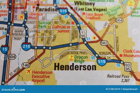 Map Image of Henderson, Nevada Editorial Stock Image - Image of east, airport: 274812419