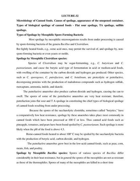 L 32 Microbiology of Canned foods - LECTURE- Microbiology of Canned ...