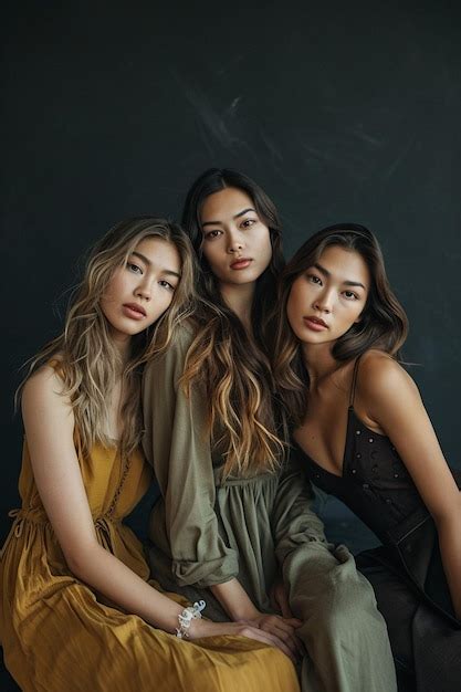 A fashion shoot with models wearing womens daythemed outfits | Premium ...