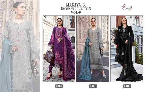 MARIYA.B. EXCLUSIVE COLLECTION VOL-9 BY SHREE FABS 3420 TO 3422 SERIES ...