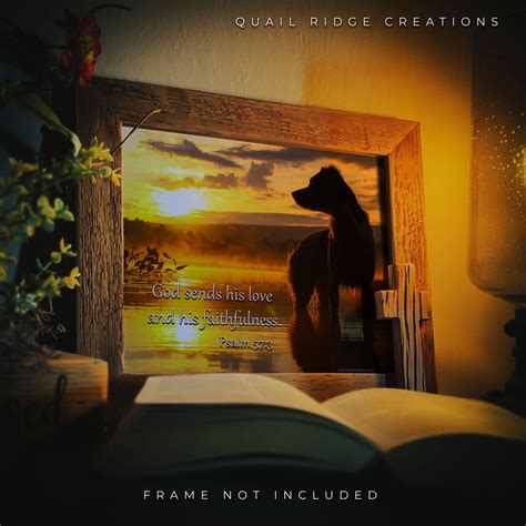 Bible Verse Psalm 57:3 Christian Scripture Hunting Dog Art Print 8x10 ...