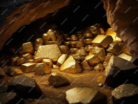 Beautiful pile of gold in cave | Premium AI-generated image