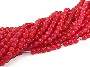 The Design Cart Red Spherical Glass Pearl (12 mm) (1 String) - for ...