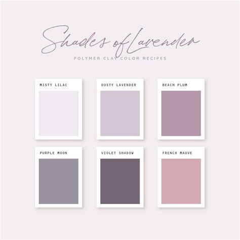 Polymer clay color recipe shades of lavender polymer clay color guide ...